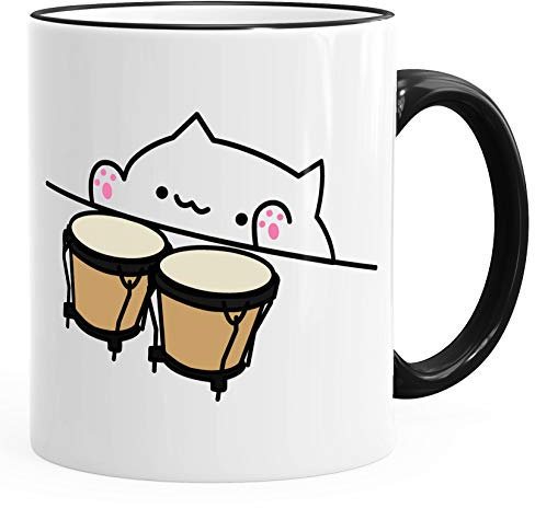 Kaffee-Tasse Bongo Cat Meme MoonWorks® schwarz unisize