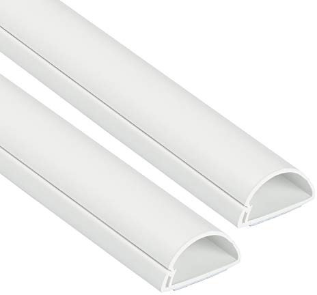 D-Line 1D3015W-2PK Mini Kabelkanal Selbstklebender, Halbrunde Kabelführungen, Kabelleiste - 2x 30mm (B) x 15mm (H) x 1-Meter Länge - Weiß