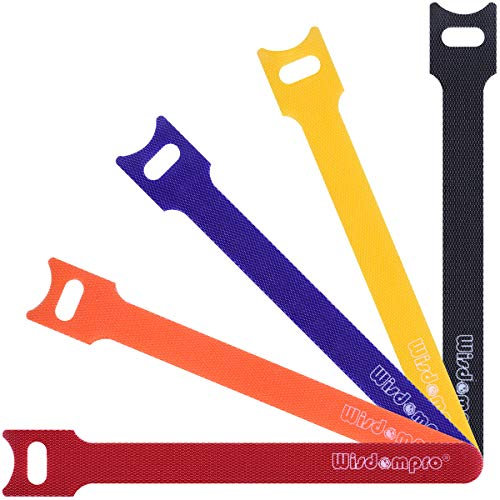 Wisdompro Klett Kabelbinder Bunt 50 Stück, Klettband Kabelbinder Wiederverschließbar 15 cm Lang, Wiederverwendbare Kabelbinder für Kabel Organizer, Schreibtisch Kabelmanagement (6 Zoll)