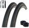 Angebot-Set / 2 x Kenda K-34 Fahrradreifen in Schwarz 32-630 (27 x 1 1/4) + 2 passende Schläuche SV inkl. 3 Reifenheber