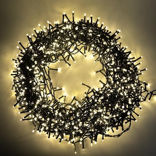 SHATCHI 750LEDs Christmas Tree Compact Cluster Fairy Lights Multifunction 8 Light Modes, Timer Green Cable Indoor/Outdoor Low Voltage Holiday Home Decorations