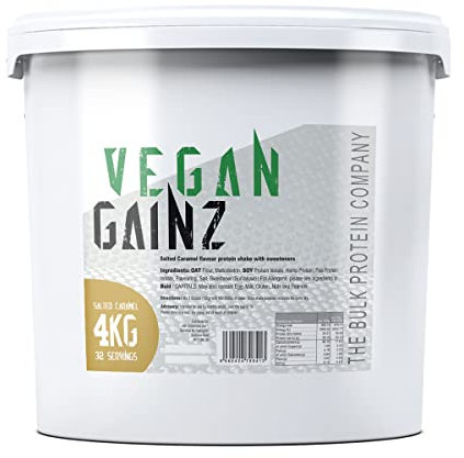 Vegan Gainz 4kg - Plant Based Protein Powder - Weight Gainer- 32 Servings & 30g Protein Per Serving - The Bulk Protein Company (Salted Caramel)