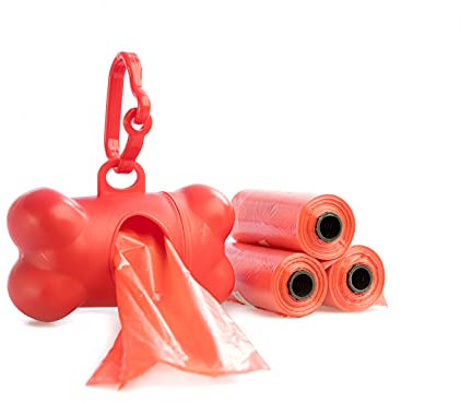 SUDEPETS Hundekotbeutel mit 1 Spender, 60 Hundekotbeutel, 4 Rollen (rot)