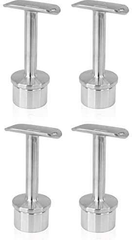 PRIOstahl Handlaufhalter für Rohr Handlaufträger Geländerhalterung Rohrhalter - 4 x Handlaufstütze fixiert mit Anschraubplatte Ø 42,4 mm für Rundrohr Handlauf Geländer aus Edelstahl V2A