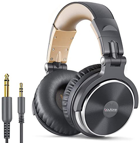 Boytone BT-10BR Studio Recording DJ Headphones - Wired Over Ear Headphones, 50mm Drivers,1/4 to 3.5mm Audio Jack, for Audio Mixer, Professional Monitoring & Foldable Headphones with Stereo Sound
