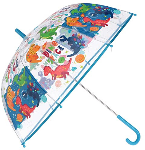 Kids Euroswan - Dino Space-Regenschirm, transparent, 19 Zoll, mehrfarbig (KL11331)