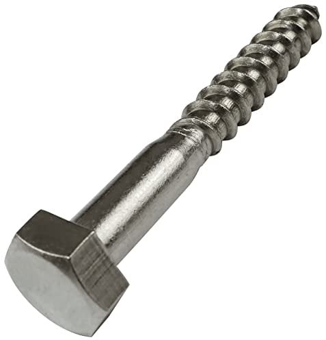 AERZETIX - C59120 - Lot de 10 Vis à bois tête hexagonale tirefond Ø8x60 mm autotaraudeuse - DIN 571 - en acier inoxydable A2