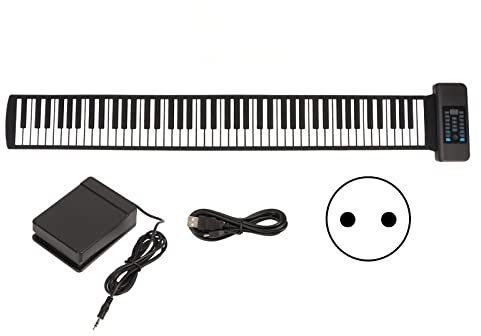 Vikye Roll-up-Piano mit 88 Tasten, Tragbares Soft-Keyboard-Piano Wiederaufladbares Faltbares Digitalpiano Unterstützt MIDI-Ausgang mit LED-Anzeige
