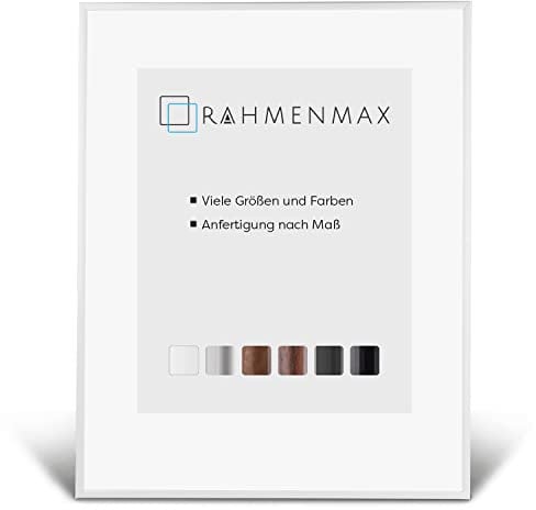 RahmenMax® Iowa Bilderrahmen 61x91,5 cm zum Aufhängen/Bilderrahmen Maßanfertigung möglich/Posterrahmen aus Kunststoff/Bilder Rahmen in Weiß mit Antireflex Acrylglas/Puzzle Rahmen