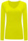 KATSSI Women’s Ladies Long Sleeve Stretch Plain V Neck T Shirt Top Yellow