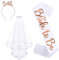 WeddHuis Bride to Be Schärpe und Schleier, Frauen Junggesellinnenabschied Accessoires Weiß Braut Schleier JGA Schärpe Rosegold Stirnband Tiara, Hochzeit Fotorequisiten Spiele Zubehör
