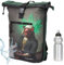 New Rebels Rucksack Plane Time Bag Kurierrucksack Roll-up Fahrradrucksack Sport Fitness + Flasche (Ganja Art 63 (Green Smoke))