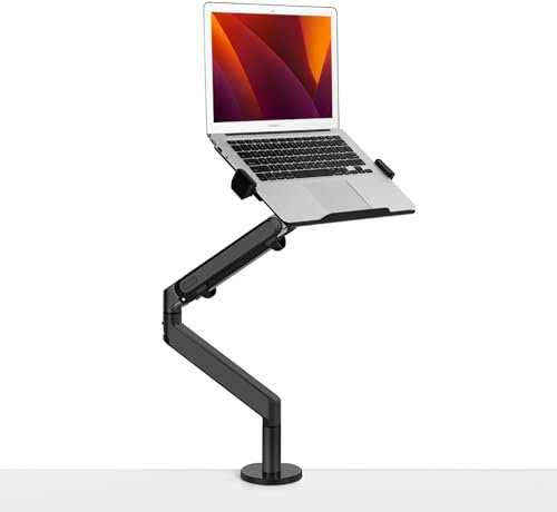 Alberenz® Laptophalterung mit Gasfeder, verstellbare Laptop Halterung für 17 Laptops, Notebook Ablage im ergonomischen Design, höhenverstellbar und neigbar, Farbe Dunkelgrau/Schwarz