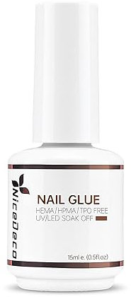 Nicedeco Colle Faux Ongles Extra Forte 15ml, sans HEMA Gel Glue Transparent pour Pose Américaine Ongles Capsules, Ongles en Acrylique, Longue Duré Nail Extend Gel UV/LED
