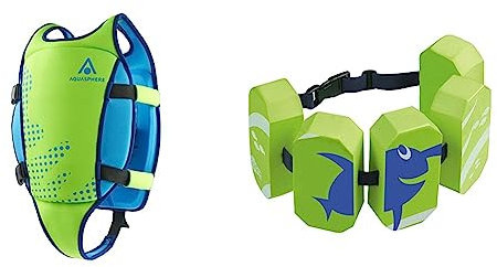 Aqua Sphere Unisex Jugend Swim Vest Schwimmweste, Grün, L (3-6Y) & Beco 96071 8 - Schwimmgürtel Sealife, für 3-6 Jahre, 19-30 kg, grün