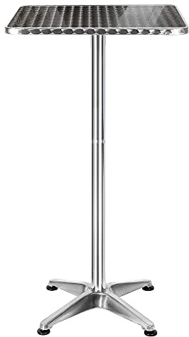 HUOLE 2in1 Stehtisch Bistrotisch Aluminium Edelstahlplatte | höhenverstellbar | 70cm / 110cm | Bartisch Bistro | In- & Outdoor | Hochzeit | Empfangstisch-60 * 60 * 70/110cm (quadratisch)