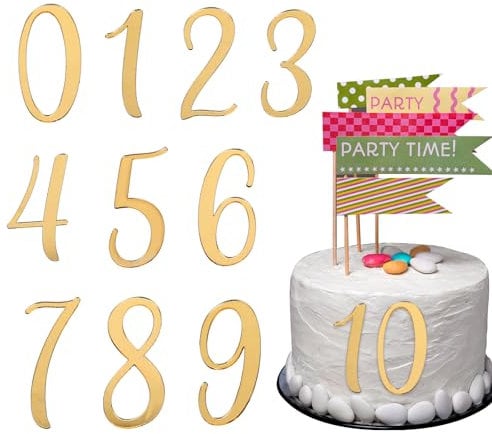 10 Stück Happy Birthday Cake Topper, Geburtstag 0-9 Tortendeko Gold Wiederverwendbar Happy Birthday Cake Topper Kuchen Deko Geburtstag Für Party Hochzeit Jubiläum Feier