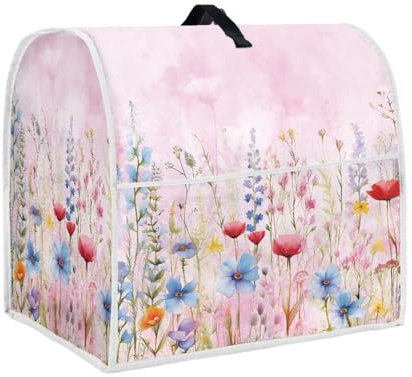 TOADDMOS Floral Painting Pink Stand Mixer Cover,Protective Dust Cover with Pockets for 4.5-5 Quart Stand Mixer Accessories