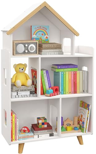 ZONEKIZ Estantería para Juguetes para Niños 3 Niveles 65x25x108,5 cm Blanco