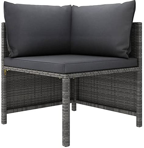 Festnight Modulares Ecksofa Balkonmobel Für Klein Balkon,Balkon Lounge,Rattan Gartensofa Lounge Klein Balkon,Balkonmöbel Sofa,Balkon Möbel Für Kleinen Balkon mit Kissen Grau Poly Rattan