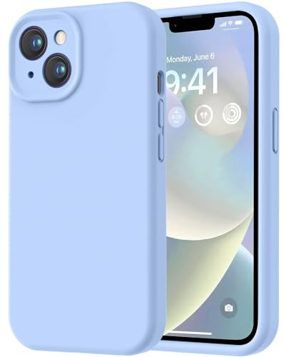 LOVE 3000 Designed for iPhone 14 Case, Premium Silicone with [Soft Anti-Scratch Microfiber Lining] Shockproof Protective Phone Case for Lanyard 6.1, Light Blue