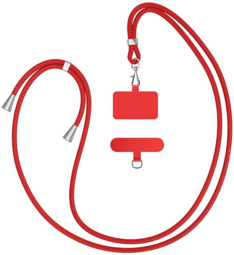 YFSYLL Handykette Universal zum umhängen kompatibel mit jedem Smartphone als Handyhüll,mit 2 Stück Universelles Patch,Handyband mit jeder Hülle kombinierbar, Rot