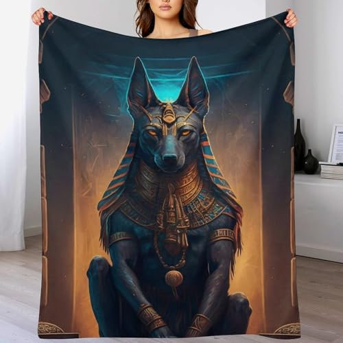 Anubis-Kunstwerk Wolldecke Wohndecke Warm & Kuschelig Waschbar, Überwurf Ideal Für Draußen, Camping, Couch, Bett, Reisen – Superweiche Wolldecke（100×130cm）