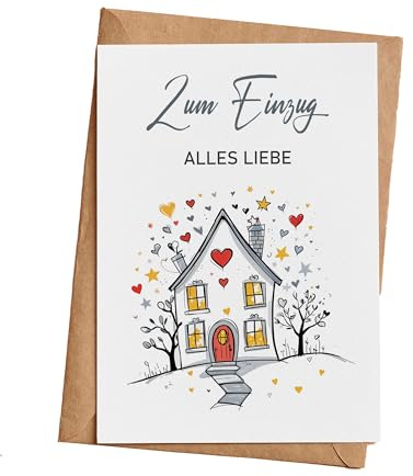 Grußkarte Karte zum Einzug, Geschenkkarte mit Briefumschlag Geschenke Geschenkideen Einzugsgeschenk Einweihung, Klappkarte (KT_028)