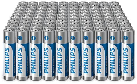Philips Ultra AAA Alkaline AAA Batteries - Ideal for Businesses and High-Usage Homes, Pack of 100