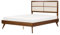 Beliani Bett Holzoptik dunkle Esche mit Lattenrost 160x200 cm hohes Kopfteil Poissy
