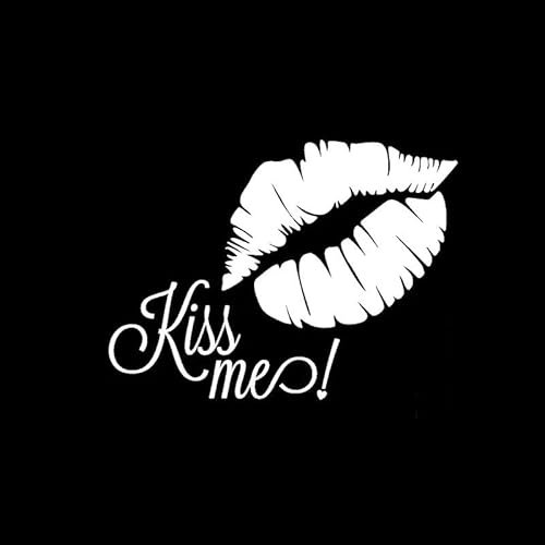 JIFENLI Autoaufkleber 13,2 cm * 9,8 cm Auto Aufkleber Vinyl Aufkleber Kiss Me Lippen Romantisches Dekor Schwarz/Silber