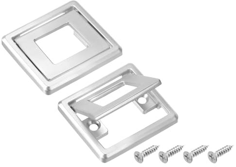 sourcing map 2 Pcs Flush Pull Handle, 1.3 Inch Hole Center Hidden Recessed Furniture Grip Cabinets Door Square Pull Ring Handles with Screws for Drawers Cupboard, 2 Inch Length, Silver
