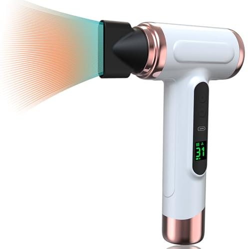 Secador de Pelo Inalámbrico, Secador de Pelo Inalámbrico de 15000 MAh, Recargable por USB, Secador de Pelo con Batería de Aire Caliente Frío para Viajes y Acampadas (WHITE)