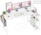 BEXEVUE Gaming Schreibtisch L-Form, 140 x 70 cm, Reversibel Gaming Tisch Computertisch mit Steckdosen und Seitentaschen, Eckschreibtisch für Büro und Homeoffice Stärker X Form Halterung, Weiß