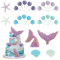 Xialvyu 26 Stück Meerjungfrau Kuchen Dekoration, Meerjungfrau Kuchen Topper, Meerjungfrau Cake Topper Geburtstag, Ozean Theme Tortendeko, Meerjungfrau Schwanz Muschel Kuchen Topper