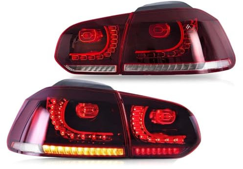 ALaaaaL Auto Rücklicht für VW Golf 6 MK6 2010-2014,Auto-Heckstoßstangenbremslicht Heckblinkerreflektorlampe Ersatz Zubehör,B-Red Clear