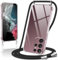 Coiwxmoi Coque avec Cordon pour Samsung Galaxy S22 Ultra 5G 6.8, Collier Réglable Téléphone Étui Portable Lanyard Case Transparent Ultra Souple Silicone TPU Housse Antichoc Protection Cover, Noir