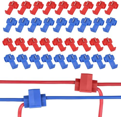 100 Piezas Robacorrientes, Conector Rama, Lock Empalme Rápido, Lock Conector Kit, Terminal de Cable Rapida Splice Conectores, Conectore Rama Empalme Eléctricos, rapida Splice Conectores (Rojo/Azul)