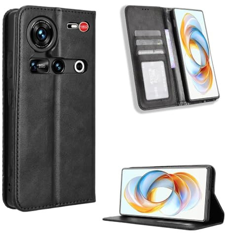 COMAKU Coque Nubia Z70 Ultra 5G, Etui Portefeuille, Housse Folio en Cuir de Protection pour Nubia Z70 Ultra 5G - Noir