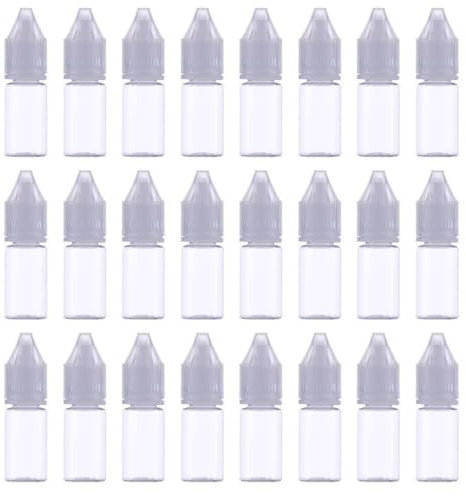 QIAN 24 Pack 10ml Unicorn PET Bottles With Leak-proof Childproof Tampering Caps,Squeeze Dropper Bottle Dispenser for Liquids Mixing DIY, Food Grade PET,Transparent Bottle with White Cap