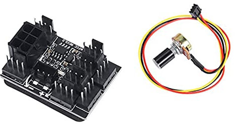 Jrifedptry 3 Pin 4 Pin Fan Adapter PWM PC Chassis Cooling Fan Hub Governor 8 Way Splitter 12V Speed Controller with 6Pin Power Port
