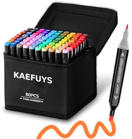 80 Farben Marker Stifte Set, Doppelseitige Alkohol Stifte Set, Schnelltrocknend Alcohol Marker für Künstler, Schüler & Erwachsene zum Zeichnen, Skizzieren, Manga & Bullet Journal