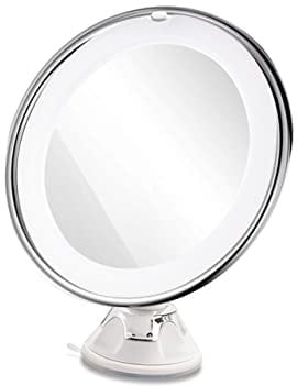 BELLIFFY Espejo De Aumento De 10x 8 Pulgadas con Luz y Ventosa Espejo Cosmético