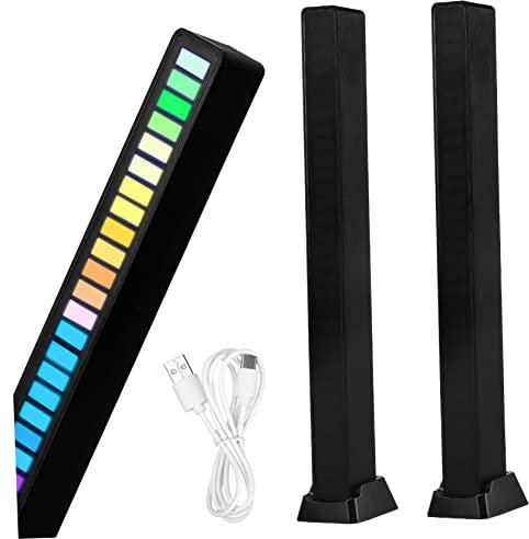 Vaguelly 2stücke Rgb-rhythmusbeleuchtungsstreifen Mit Musik Und Sprachaktivierung Led-lichtleisten Für Party Heimdekoration Dynamische Lichteffekte Mit Integriertem Mikrofon