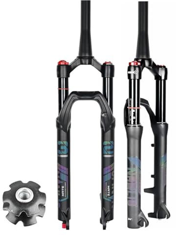 GJYDPU MTB Federgabel 120mm Federweg Luftgabel - Magnesium-Aluminium-Legierung mit 74mm Scheibenbremse, 100x9mm für 27,5/29 Laufräder (Gerader/Konischer Steuersatz)