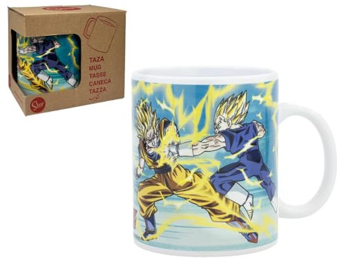 Taza Dragon Ball Goku y Vegeta de cerámica modelo mug con impresión sublimática tazón de desayuno 325ml para niños