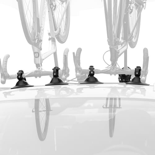 ROCKBROS Portabici Auto a Ventosa Elettrico Per 2 bicicletta, Portabici Auto Tetto Stabile, Supporto Bici da Tetto Montaggio Rapido con Allarme di Pressione con Scatola Portaoggetti