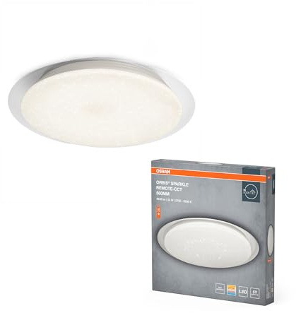 Osram Orbis Sparkle Glanzlicht-LED-Deckenleuchte mit Glanzlichteffekt, Wandleuchte 560mm, Anbauleuchte in Weiß aus Aluminium, IP20-Schutz, für dekorative Wohnbeleuchtung