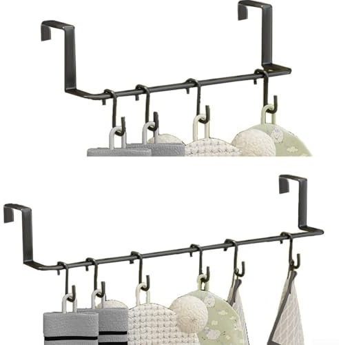 Elegante radiador de toallero con ganchos integrados para colgar toallas y objetos pequeños (negro)