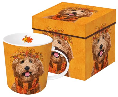 PPD Herbst-Kaffeetasse mit Goldendoodle-Motiv, Orange, Keramik